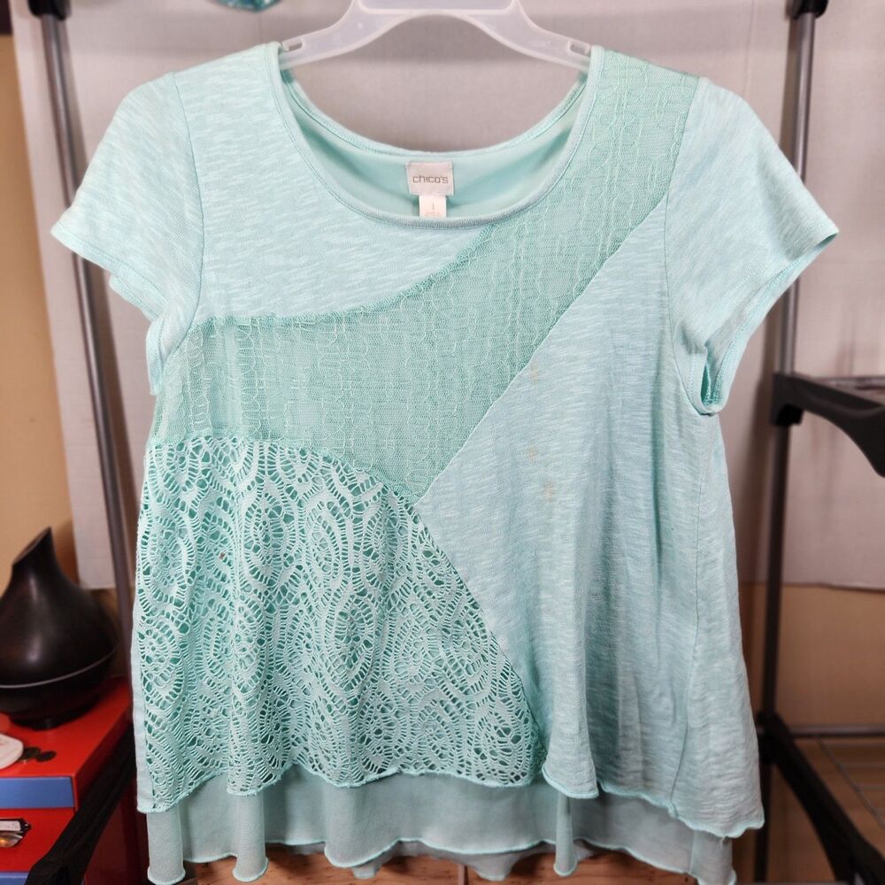 Chico's Layer Shirt Green SS 1